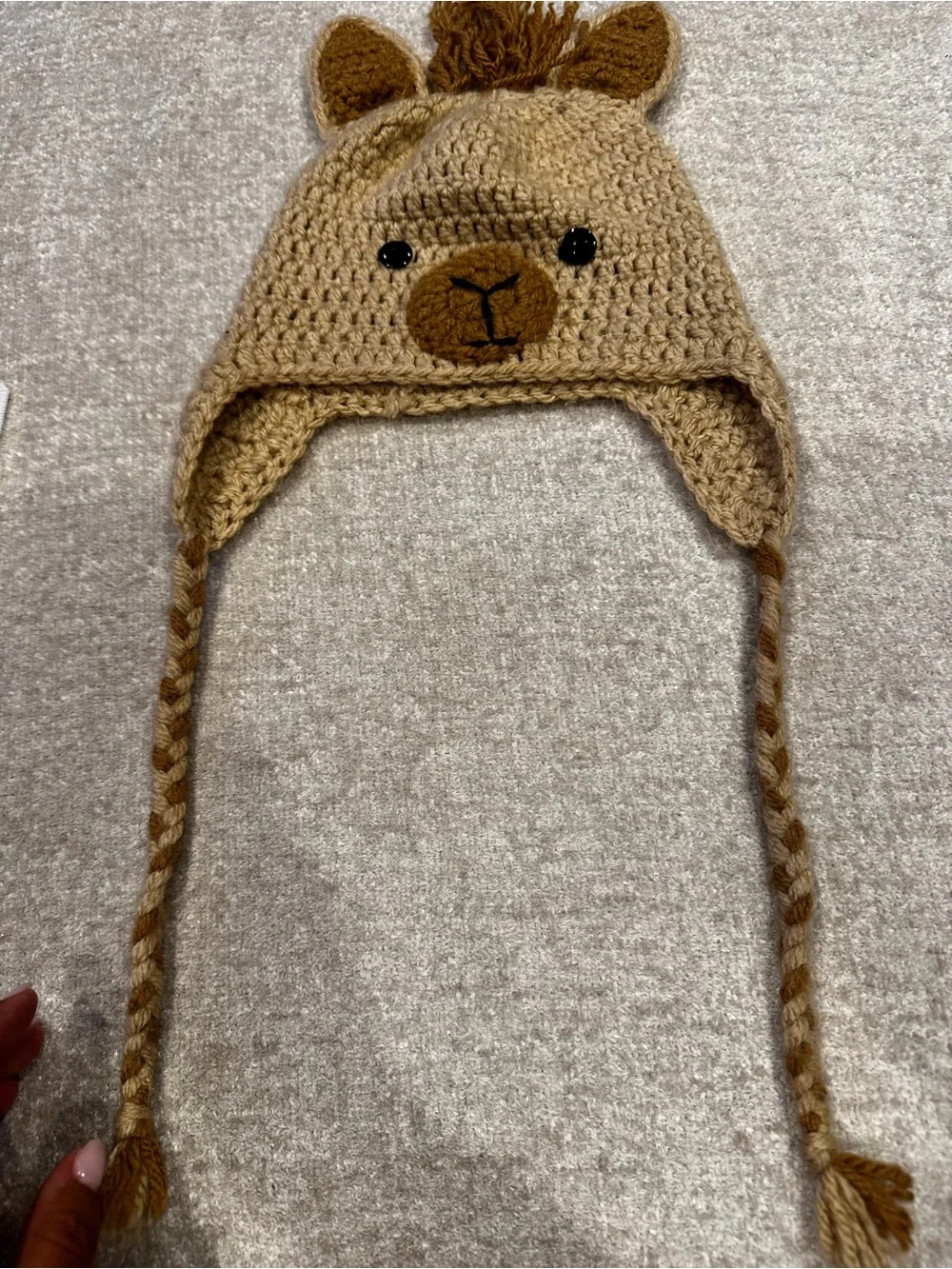 Kids Brown Crochet Animal Earflap Hat